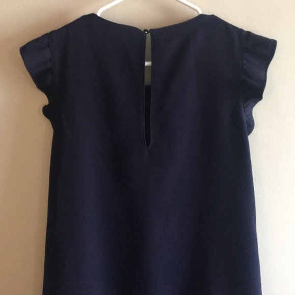Zara Navy Ruffle cap sleeve Dress - Picture 6 of 6